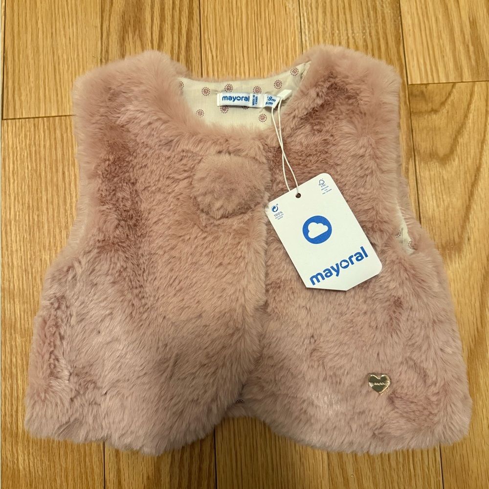 Mayoral Pink Faux Fur baby girl Vest